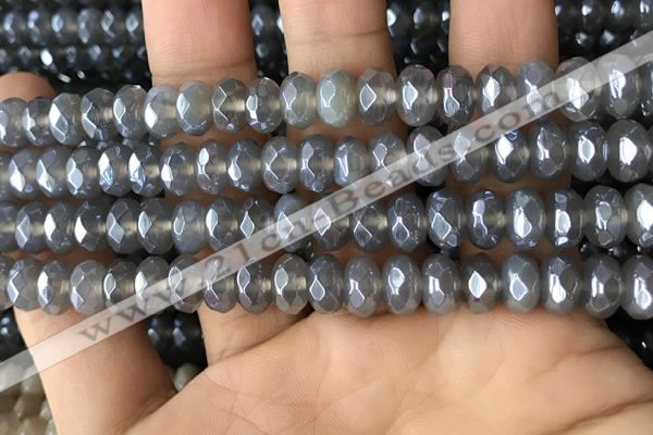 CAA3571 15.5 inches 5*8mm faceted rondelle AB-color grey agate beads