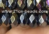 CAA3573 15.5 inches 5*8mm faceted rondelle AB-color black agate beads