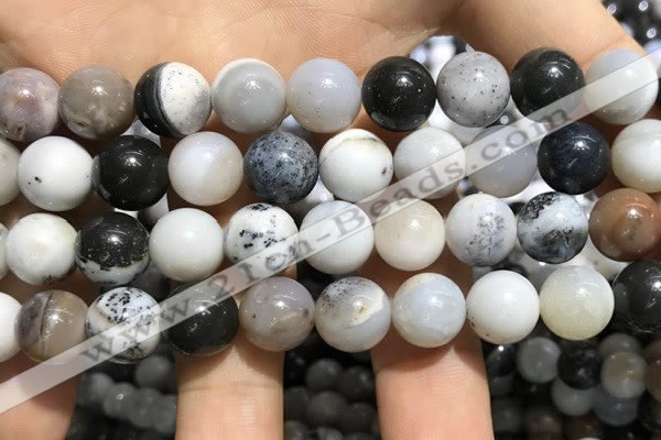 CAA3579 15.5 inches 12mm round parral dendrite agate beads