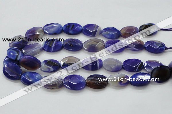 CAA358 15.5 inches 18*25mm faceted oval violet line agate beads