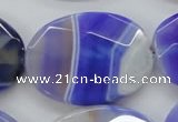 CAA359 15.5 inches 30*40mm faceted oval violet line agate beads