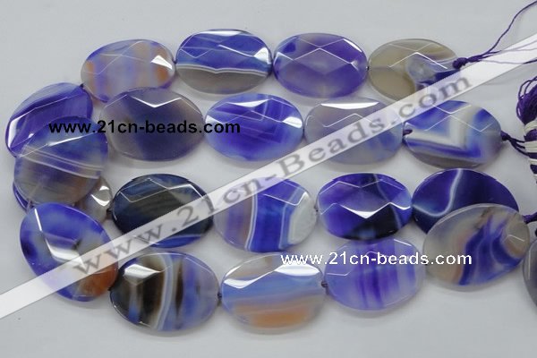 CAA359 15.5 inches 30*40mm faceted oval violet line agate beads