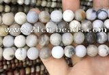 CAA3590 15.5 inches 12mm round matte ocean fossil agate beads