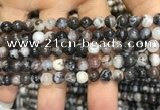 CAA3592 15.5 inches 6mm round black zebra agate beads wholesale