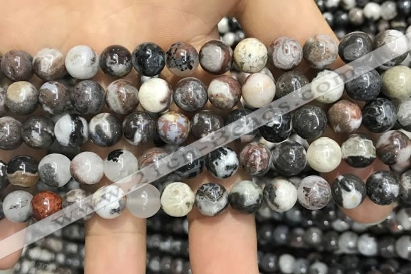 CAA3593 15.5 inches 8mm round black zebra agate beads wholesale