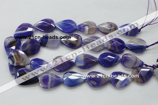 CAA361 15.5 inches 22*30mm faceted teardrop violet line agate beads