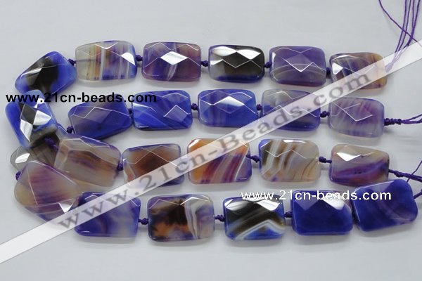 CAA362 15.5 inches 25*30mm faceted rectangle violet line agate beads