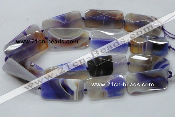 CAA363 15.5 inches 25*50mm faceted rectangle violet line agate beads