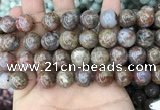 CAA3640 15.5 inches 12mm round flower agate beads wholesale