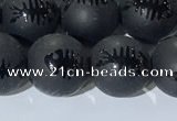 CAA3672 15.5 inches 10mm round matte & carved black agate beads