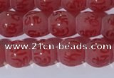 CAA3686 15.5 inches 6mm round matte & carved red agate beads