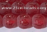 CAA3687 15.5 inches 8mm round matte & carved red agate beads