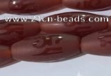 CAA3693 15.5 inches 8*19mm rice matte & carved red agate beads