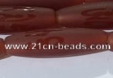 CAA3694 15.5 inches 8*30mm rice matte & carved red agate beads