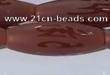 CAA3695 15.5 inches 10*30mm rice matte & carved red agate beads