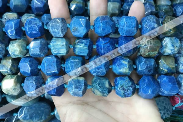 CAA3710 15*16mm - 16*17mm faceted nuggets chrysanthemum agate beads