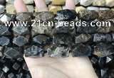 CAA3714 15*22mm - 16*25mm faceted nuggets chrysanthemum agate beads