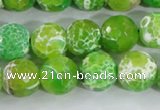 CAA372 15.5 inches 12mm faceted round fire crackle agate beads