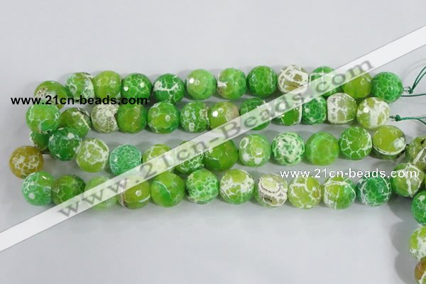 CAA372 15.5 inches 12mm faceted round fire crackle agate beads