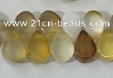 CAA3751 Top drilled 5*8mm flat teardrop line agate beads