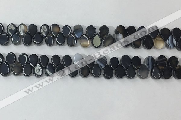 CAA3754 Top drilled 5*8mm flat teardrop line agate beads