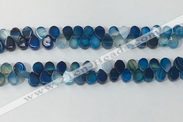 CAA3755 Top drilled 5*8mm flat teardrop line agate beads