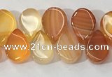 CAA3757 Top drilled 5*8mm flat teardrop line agate beads