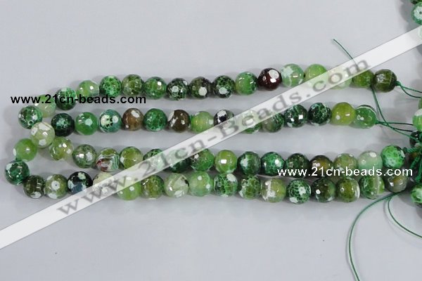 CAA376 15.5 inches 10mm faceted round fire crackle agate beads