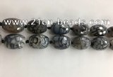 CAA3799 15*25mm - 18*28mm faceted rice dragon veins agate beads