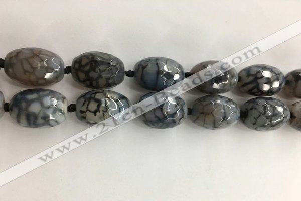 CAA3799 15*25mm - 18*28mm faceted rice dragon veins agate beads