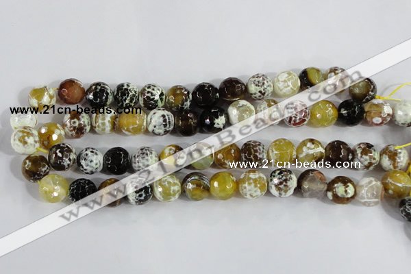 CAA380 15.5 inches 10mm faceted round fire crackle agate beads