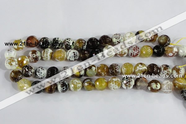 CAA381 15.5 inches 12mm faceted round fire crackle agate beads