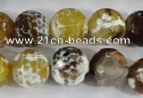 CAA382 15.5 inches 14mm faceted round fire crackle agate beads