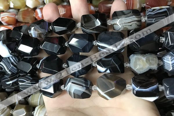 CAA3824 13*17mm - 18*22mm faceted nuggets line agate beads