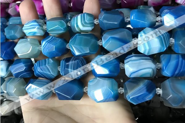 CAA3827 13*17mm - 18*22mm faceted nuggets line agate beads