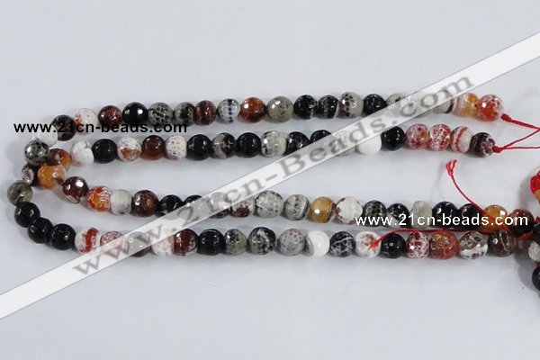 CAA384 15.5 inches 8mm faceted round fire crackle agate beads