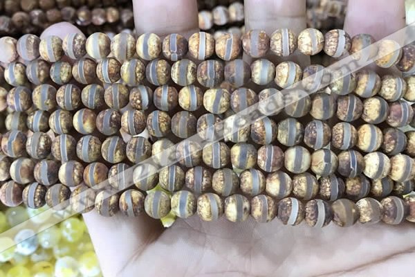 CAA3841 15 inches 6mm round tibetan agate beads wholesale