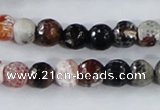 CAA385 15.5 inches 10mm faceted round fire crackle agate beads