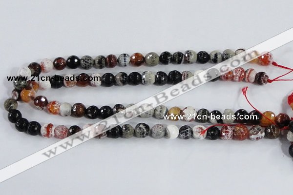 CAA385 15.5 inches 10mm faceted round fire crackle agate beads