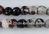 CAA386 15.5 inches 12mm faceted round fire crackle agate beads