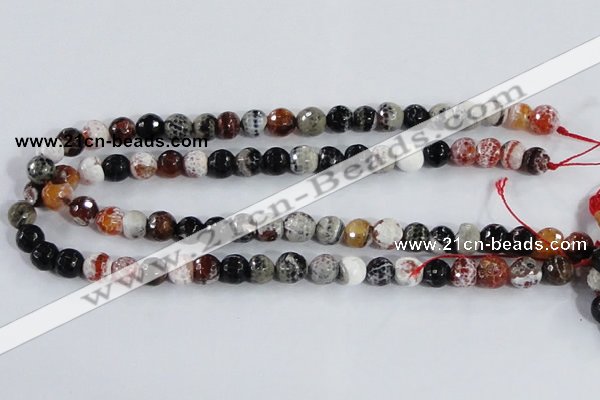 CAA386 15.5 inches 12mm faceted round fire crackle agate beads