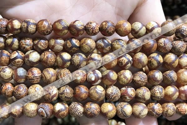 CAA3864 15 inches 8mm round tibetan agate beads wholesale