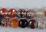 CAA387 15.5 inches 14mm faceted round fire crackle agate beads