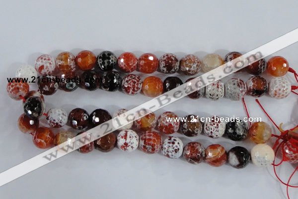 CAA387 15.5 inches 14mm faceted round fire crackle agate beads