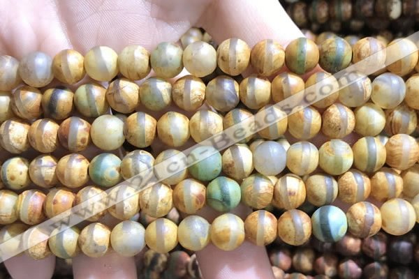 CAA3874 15 inches 8mm round tibetan agate beads wholesale