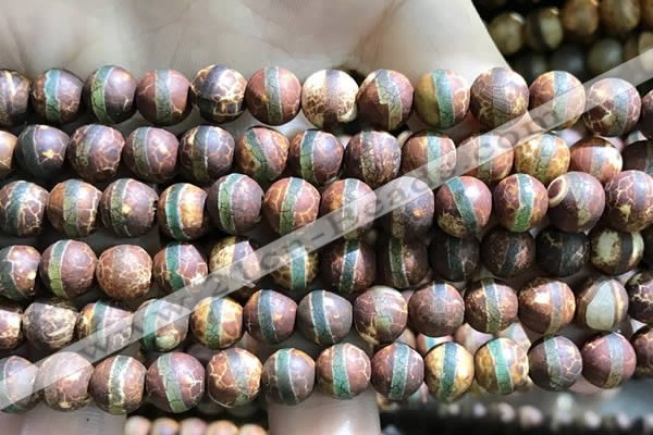 CAA3878 15 inches 8mm round tibetan agate beads wholesale