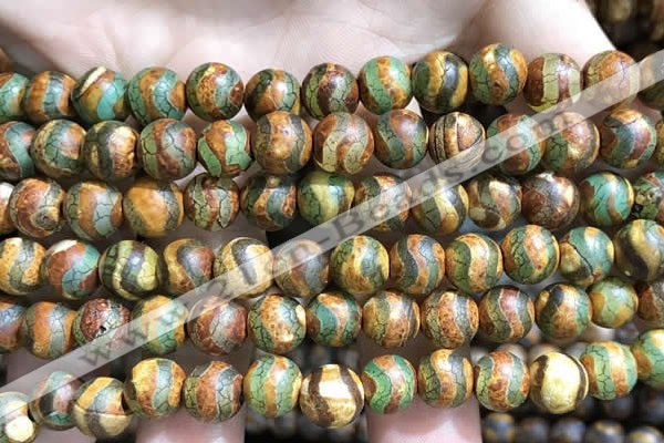 CAA3881 15 inches 8mm round tibetan agate beads wholesale