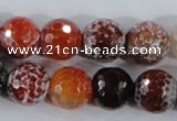 CAA389 15.5 inches 18mm faceted round fire crackle agate beads