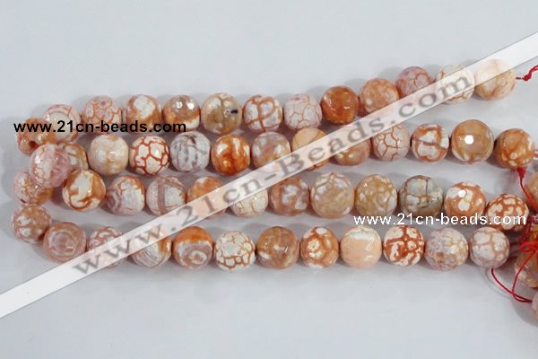 CAA391 15.5 inches 14mm faceted round fire crackle agate beads