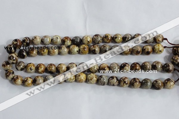 CAA394 15.5 inches 10mm round fire crackle agate beads wholesale